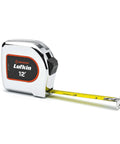 1/2 Inch By 12 Foot Tape Measure With Chrome Case And Yellow Clad Nylon Coated Blade, Ergonomic Grip, Matte Finish, Model L912-02