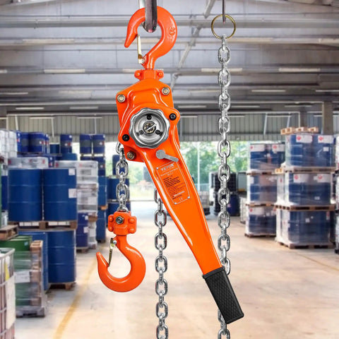 Heavy-Duty 1.5 Ton Lever Chain Hoist With 20 Ft Steel Chain G80 Galvanized, Double-Pawl Brake, Auto Chain Lead, 360 Degree Hook Rotation Ideal For Garage Shop Dock Factory Lifting