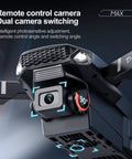 Close-up of Foldable Mini Drone with screen controller showing dual camera switching and adjustable angle feature.