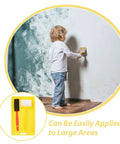 Child using a Premium Top Shelf Paint Roller And Bristle Brush Kit With Heavy Duty No Drip Tray to paint a wall.