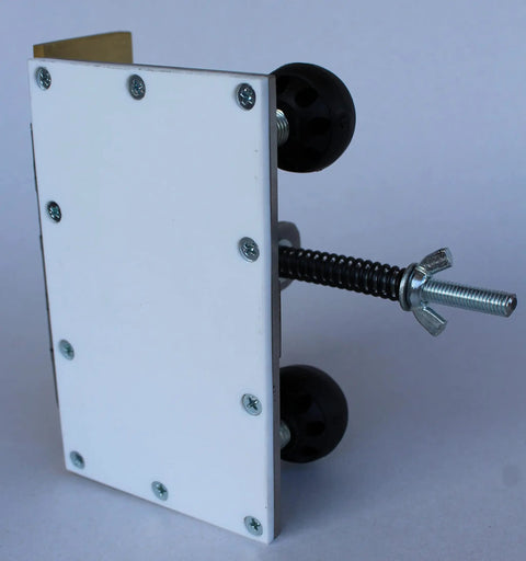Knife Bevel Jig With Center Scribe Edge for Precision Grinding and Accurate Bevel Alignment showing rust-resistant Teflon pad