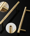 Polished Brass Cabinet Pulls 5 Pack Modern Hammered Texture Handles with 5 Inch Hole Centers for Kitchen and Bathroom Closets