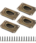 Boat Hatch Flush Ring Pull Handle Set 4 Pieces With Screws Bronze Recessed Lift Handles for Marine Hardware