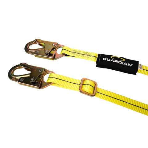 Adjustable Non-Shock Absorbing Lanyard 4 To 6 Feet Yellow For Fall Protection and Work at Heights, 1 Inch Polyester