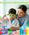 Child and adult using Hands On Science Kit With 250 Plus Experiments For Kids, STEM Activities, Volcano Eruption And Crystal Growth.