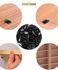 Heavy Duty 100 Pack Black Spoon Style Shelf Pins For Kitchen Cabinets And Home Bookshelves Snap Fit Adjustable Steel Pegs shown in use.