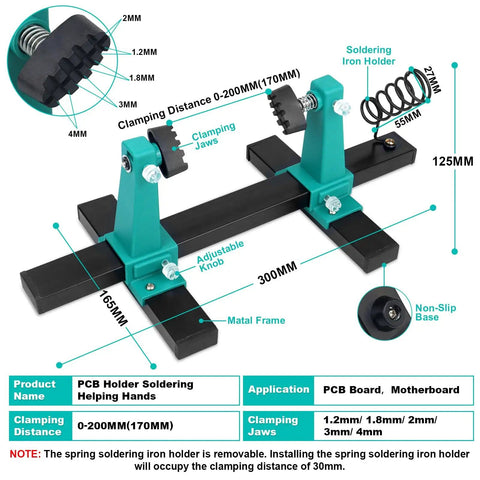 Rotatable 360 Degree Solder Holder And PCB Helping Hands Set with metal frame and adjustable clamping jaws for PCB assembly