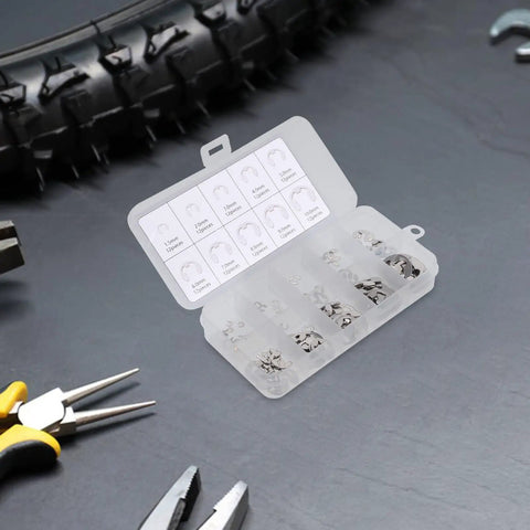 Stainless Steel External Retaining Rings Kit, Assortment Set in One Box for Quick Install and Easy Removal, Pro Grade Clips for Automotive, Machinery, and DIY Projects, 1.5-10mm