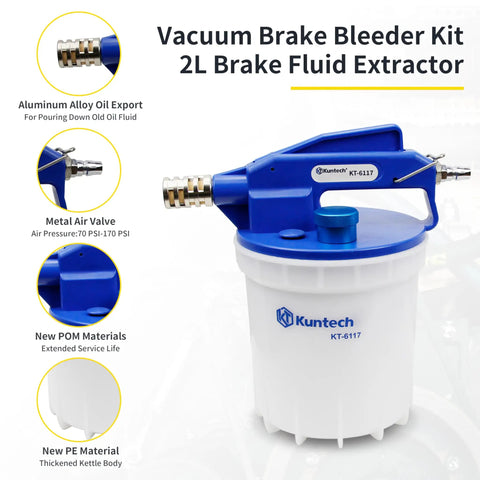 One Person Pneumatic Vacuum Brake Bleeder Kit With 2L Fluid Extractor And 1L Refilling Bottle Easy One Person Setup Garage Ready