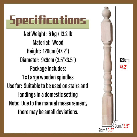 Upgrade Your Space With Premium Replacement Wood Balusters And Stair Spindles For Quick Porch Fixes, Classic Carved Poplar Columns ready for stairs, 47.2 inch post.