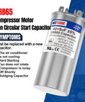 Beefed Up Heavy Duty Dual Run Capacitor 40 And 5 MFD CBB65 For AC Motors And Fans, 370 440 450V AC, 50 To 60 Hz, round CBB65 unit