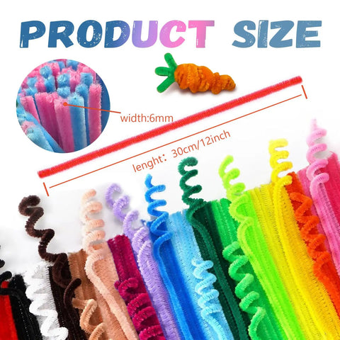 200 Piece Bulk Pipe Cleaners Craft Kit For Kids With Multicolor Chenille Stems 12 Inch Long 6mm Wide Ideal For Arts And Crafts Projects Diy Room Decor Christmas Decorations And Fidget Toy Gifts Ages 5 To 7, 6mm x 12in