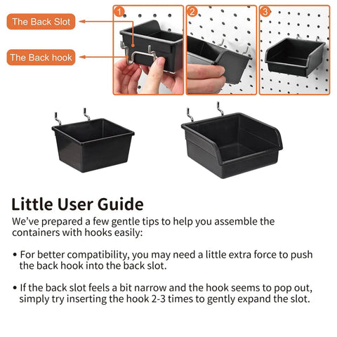 Pegboard Bins And Hooks Set For Garage And Workshop Organization No Fuss 12 Pack Pegboard Cups With Hooks And Loops assembly guide