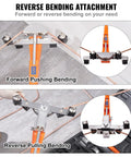 Vevor 1-4 To 7-8 Inch O.D. Ratcheting Pipe Tube Bender with forward and reverse bending attachments in use.