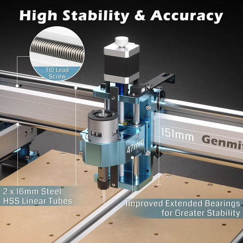 Front view: Genmitsu 4040-PRO CNC router for metal and acrylic, 3-axis engraving, GRBL control, 15.7 x 15.7 in area.
