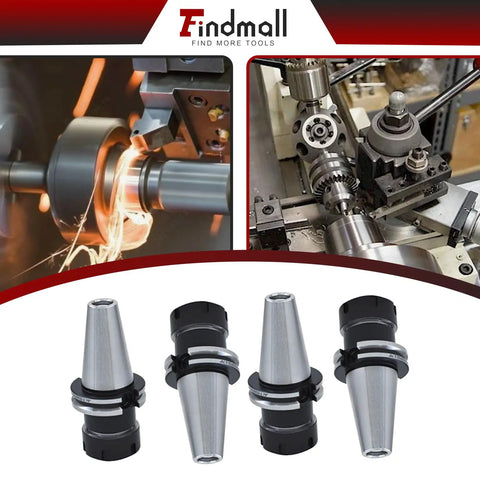 CAT40 ER32 Collet Chuck Set, 8 Piece, 2.76 Inch Gage Length, CNC engraving milling tool kit, shown with machining tools