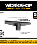 Wet Nozzle Attachment For Wet Dry Vacuum Cleaners With Wide Squeegee Directs Water Into Air Stream To Cut Drying Time