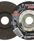 Front and back view of Zip Plus Cutoff Wheel 7 Inch Beefy Heavy Duty Abrasive Wheel 30 Grit With 7 By 8 Inch Arbor And 0.078 Inch Thick