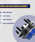 Front Wheel Bearing And Hub Assembly Direct Fit 5 Lug Bolts No ABS 513203 with visible lug bolts and blue bearing sleeve