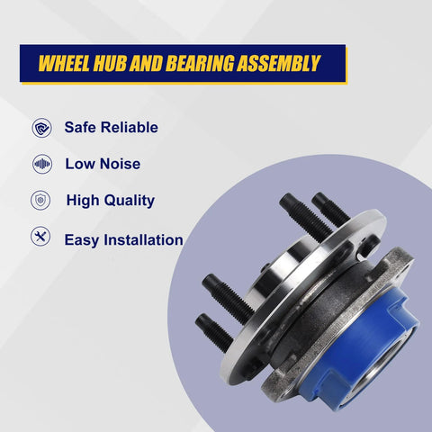 Front Wheel Bearing And Hub Assembly Direct Fit 5 Lug Bolts No ABS 513203 with visible lug bolts and blue bearing sleeve