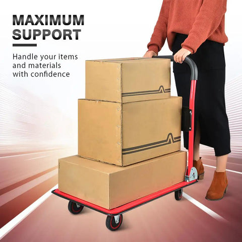 Heavy Duty Foldable Moving Dolly Flat Cart With Padded Grip Handle 330 Pound Capacity Compact Rolling Platform Designed Tough For Home Garage Hauling And No Sweat Moves