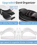 Upgraded Cord Organizer For Appliances Eight Pack Stick On Cable And Wire Organizer showing nano tape and slot area.