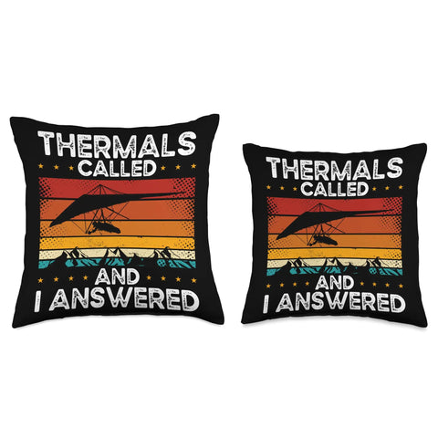 Hang Gliding Throw Pillow For Pilots And Adventure Seekers Soaring Flight Art Cushion With 'Thermals Called' Graphic