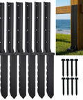 Heavy Duty H-Frame Fence Post Repair Kit with black welded steel brackets and screws for outdoor fence stabilization.