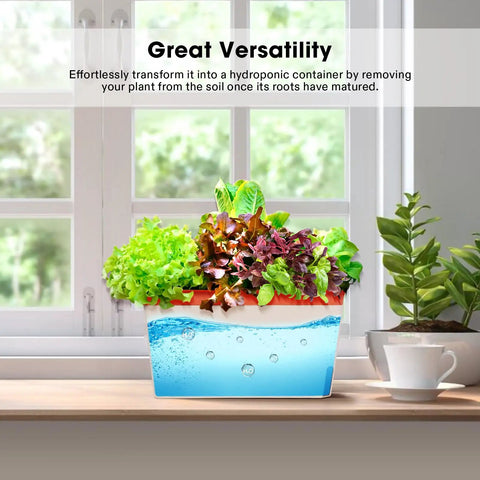 Self Watering Planters 6 Pack 10.5 Inch Rectangular Window Herb Planter Box With 10 Plant Labels Indoor Outdoor No Fuss Plant Container
