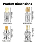 Pro Grade SMA To BNC Adapter Kit 12-Piece 50 Ohm RF Coaxial Connectors dimensions, copper & alloy, various sizes shown