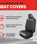 Black Cloth Car Seat Covers For Front Seats Premium Bucket Style Fits Cars Trucks SUVs With Removable Headrests Interior Protector For Stains And Spills Easy Install Built To Last No Mess, sideless design
