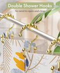 Gold Shower Curtain Hooks Rings 12 Pack Double Glide Stainless Steel Rust Resistant for Bathroom Curtain Rods