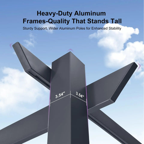 Heavy-duty aluminum frame detail of Aluminum Outdoor Pergola With Wind Resistant Frame, Retractable Canopy And Double Sun Shade.