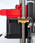 Close-up of red Beefed Up Dual Gear Ender 3 Extruder with Nema 17 Motor installed on Creality 3D printer for smoother feeding.