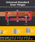 Unlock The Ultimate DIY Cheat Code With This Rock Solid Door Hinge Jig And Lock Installation Kit Featuring Precision Aluminum Templates and Adjustable Mortise Guides, displaying aluminum door hinge jig with measurements.
