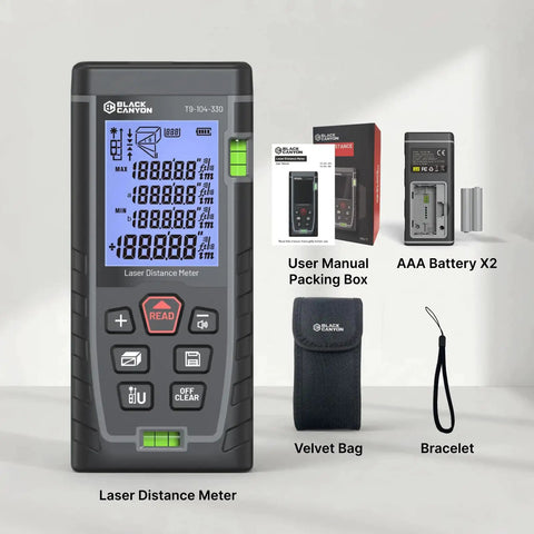 Beast Laser Measuring Tool With 165 Ft Range, High Accuracy One Sixteenth Inch Tolerance Plus Or Minus Two Millimeters, Multi Mode, Self Calibration, Backlight, 99 Memory, AAA Battery Operated For Indoor Outdoor Use, with case and batteries
