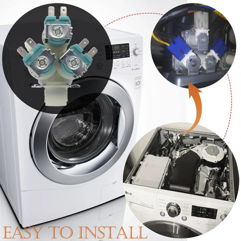 Cold Water Inlet Valve Replacement For Washer 5220FR2075L With 2 Outlets At 45 Degrees Left Fits LG Kenmore inside a washer