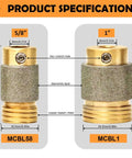 Product specification image showing Heavy Duty Five Eight Inch Diamond Grinding Bit for Stained Glass with dimensions and features.
