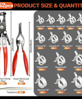 352 Piece Spring Band Hose Clamp Kit With 15 Sizes From 6 To 25 Mm In Grey with pliers and tweezers