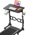 Standing Desk On Wheels For Treadmills With Adjustable Height 29.5 To 45.3 Inches, laptop, cup holder, headphones