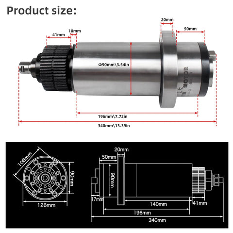 BT30 ATC Spindle Housing Kit With Five Premium Bearings Air Cylinder And Beefed Up Mounting Bracket For Smooth Rolling Killer CNC Router Setup dimensions and technical details image.