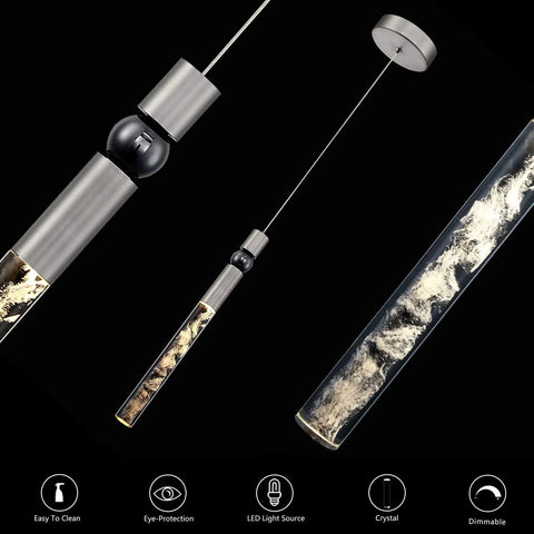 LED Pendant Lights Cylinder Crystal Fixtures With 10W Integrated LED 3000K Warm Light Sleek Stepless Dimming And TRIAC Dimmer Compatible
