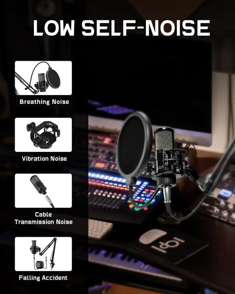 XLR Condenser Microphone Kit With 25mm Diaphragm For Streaming And Podcasting Dope Pro Grade Voice with boom arm and pop filter