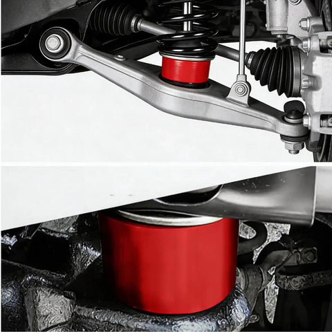Premium Polyurethane Body Mount Bushing Kit for 1980-1998 Ford F150 F250 F350 2WD 4WD, red bushing detail