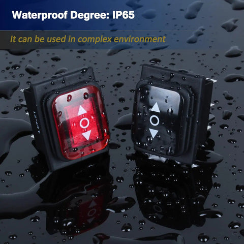 Beefy Waterproof DPDT Polarity Reversing Rocker Switch On Off On 3 Position Momentary Double Throw With Jumper Wires 6 Pins Snap In Toggle Switch 12V 20A 125V 16A 250V, IP65 waterproof rocker switches