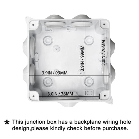 White ABS plastic IP65 junction box, waterproof dustproof electrical enclosure, 3.9 x 3.9 x 3.0 in.