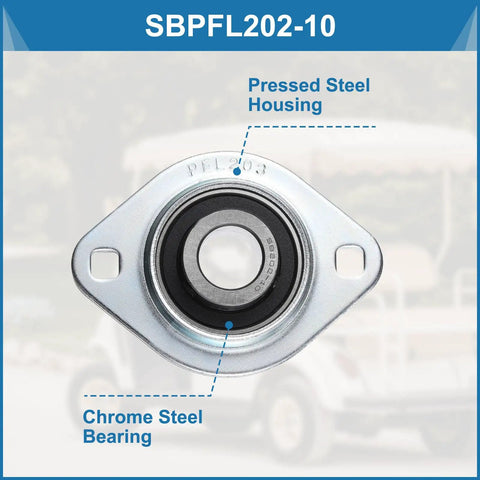 Two Pack Pillow Block Bearings With Five Eighth Inch Bore Flange Mounted Housing And Wrench Steel Set Screw Insert Ball Bearings SBPFL202-10 close-up