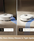 L40s Ultra AE Robot Vacuum And Mop cleaning along furniture edges, showcasing flexible mop and smart navigation.