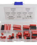 35 Piece DIP Switch Assortment Kit With 1 2 3 4 6 8 10 Position Options 2.54mm Pitch Slide Toggle On Off Switches in case