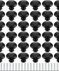 100 Count Matte Black Round Cabinet Knobs 1.18 Inch Drawer Knobs For Dresser Drawers Cabinet Doors And Kitchen Hardware Includes 100 Screws For Easy Mounting